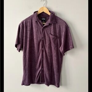 Super Massive Purple Casual Textured Shirt Size Medium
